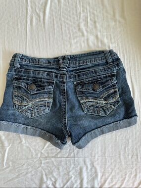 Y2K Wallflower Dark Blue Embroidered Back Pocket Denim Shorts
